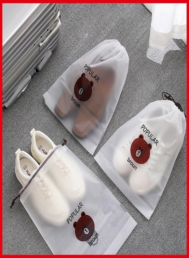 DRUDRAYA Pack of 10 Pcs Shoe Bag Cover for Shoe Storage & Travelling Drawstring Bags Travel Pouch Large Waterproof, White Bear - Image 4